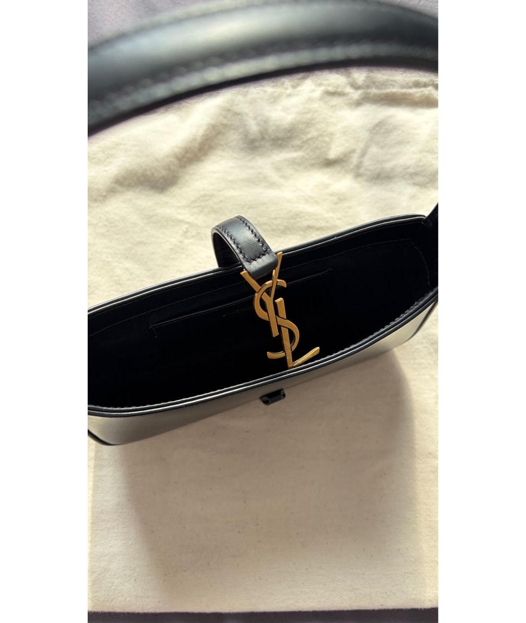 SAINT LAURENT Черная кожаная сумка с короткими ручками, фото 4