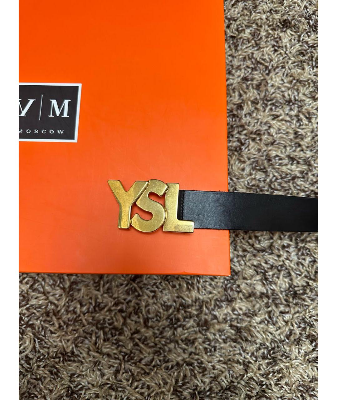 SAINT LAURENT Черный кожаный ремень, фото 3