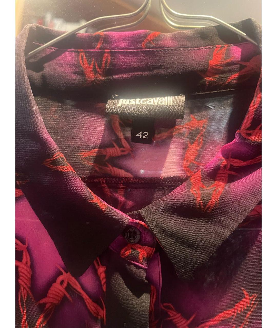 JUST CAVALLI Бордовая вискозная рубашка, фото 4