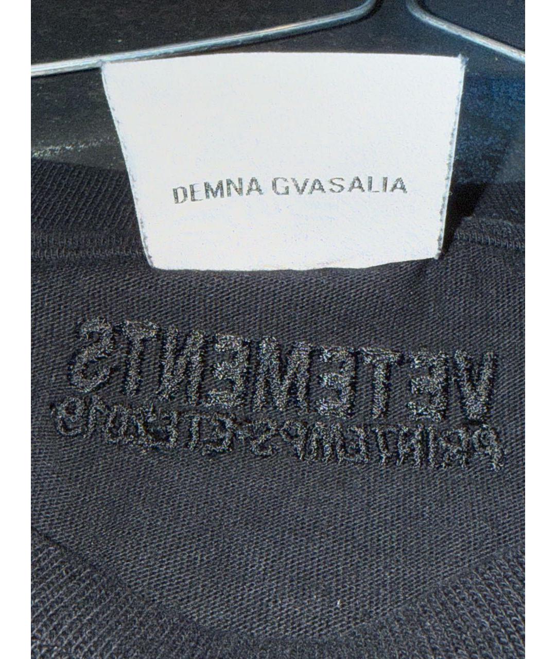 VETEMENTS Черная хлопковая футболка, фото 5
