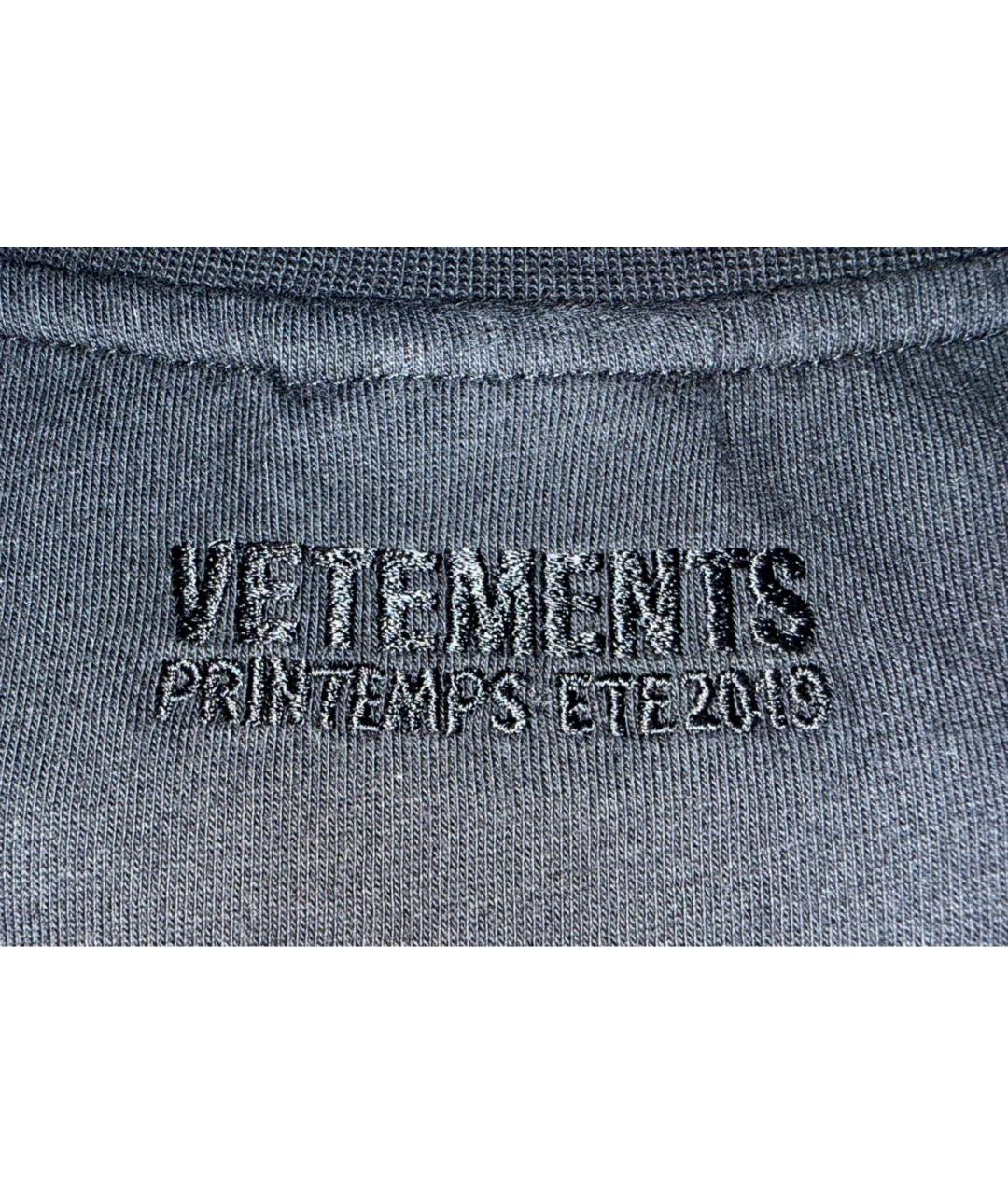 VETEMENTS Черная хлопковая футболка, фото 3
