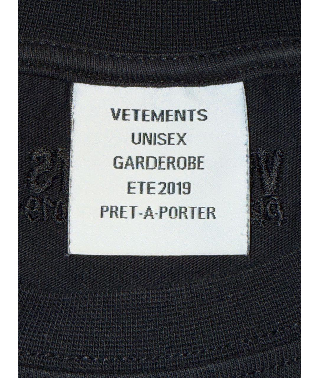 VETEMENTS Черная хлопковая футболка, фото 4