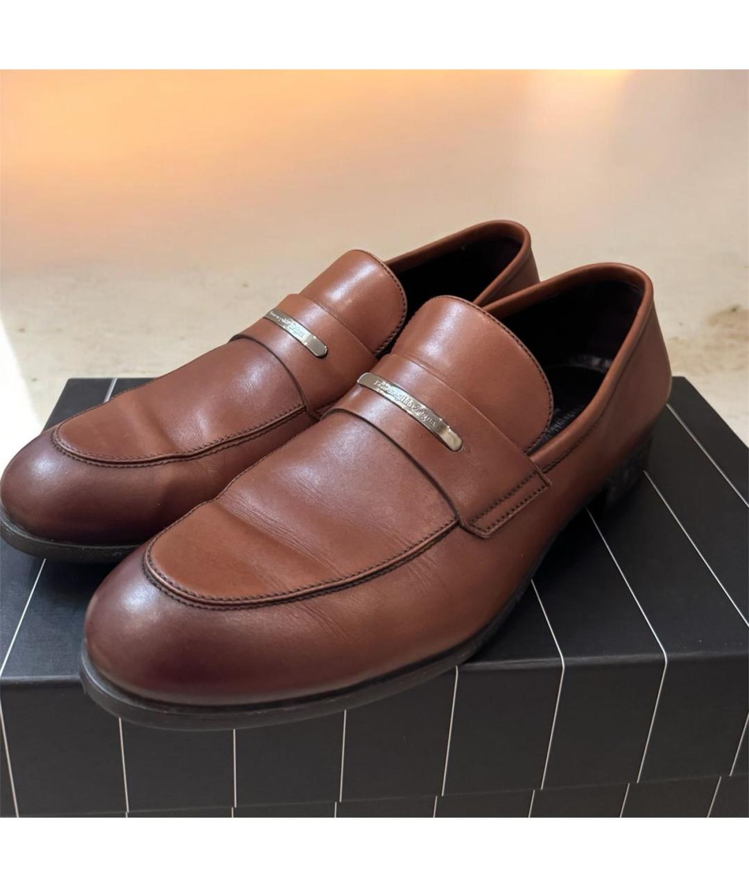 ERMENEGILDO ZEGNA XXX Коричневые кожаные лоферы, фото 5