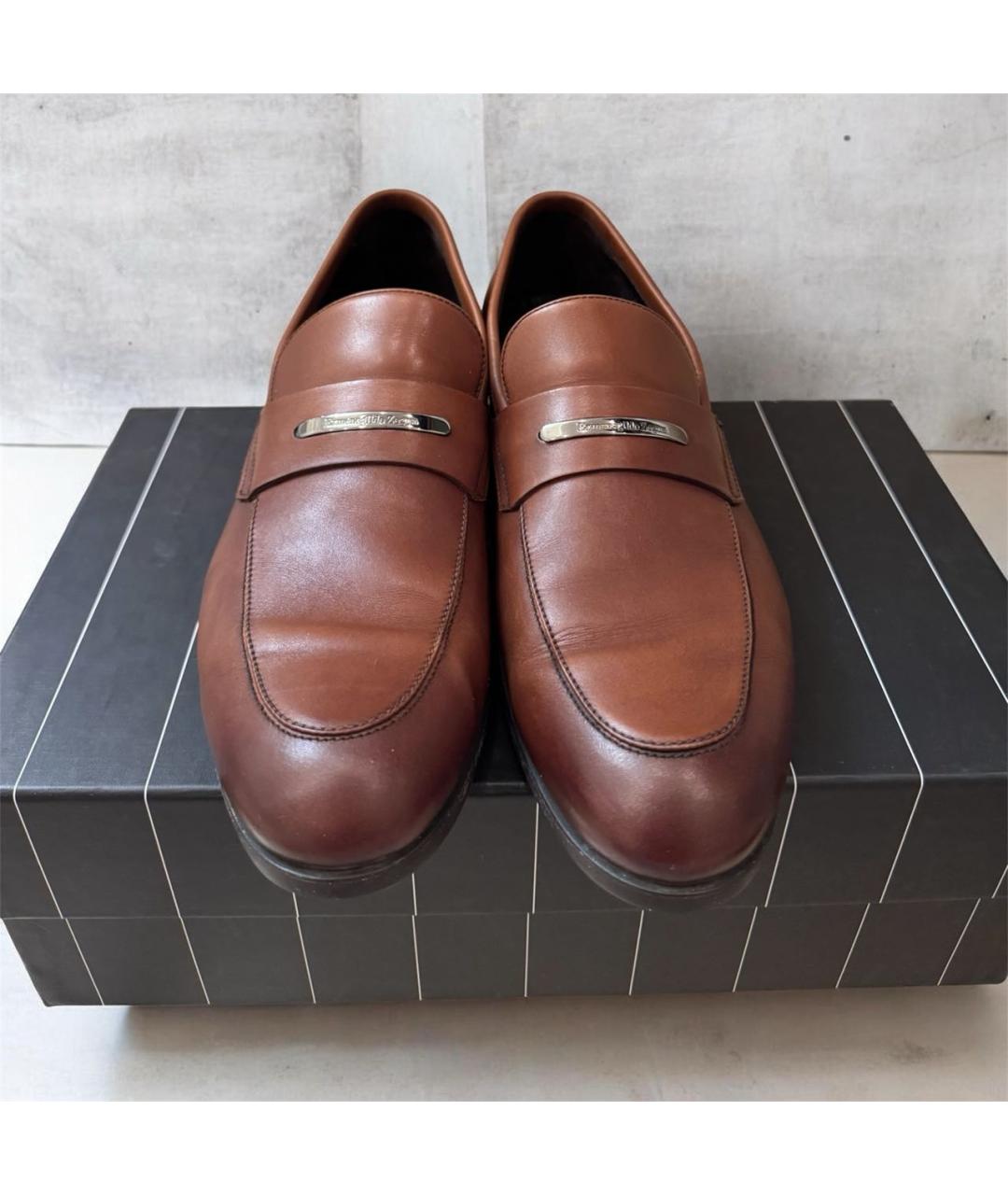 ERMENEGILDO ZEGNA XXX Коричневые кожаные лоферы, фото 3