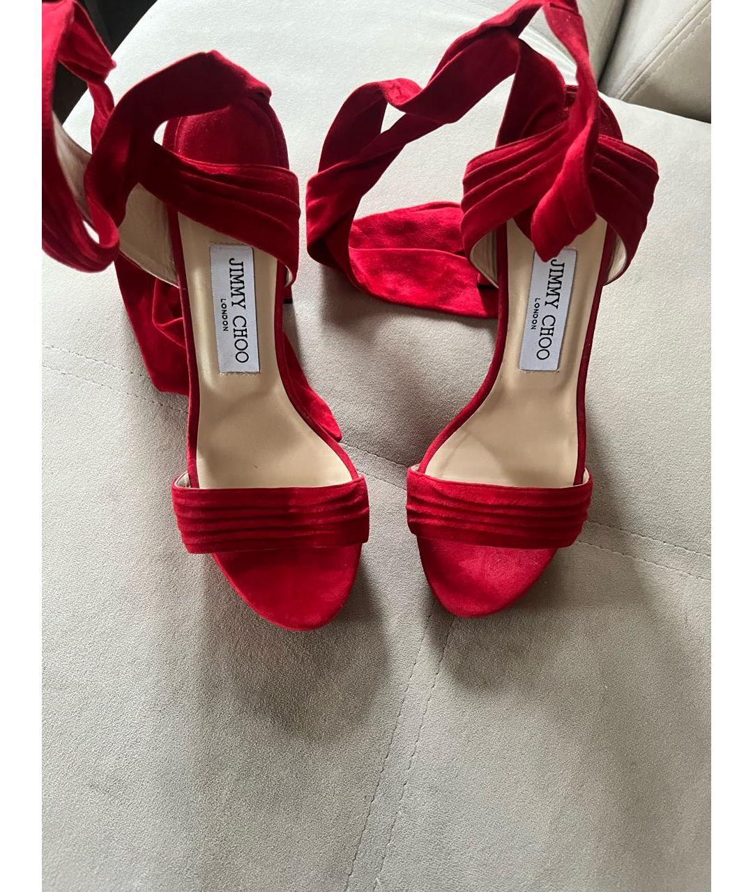 JIMMY CHOO Красные замшевые босоножки, фото 2