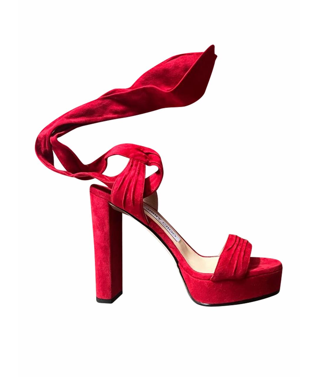 JIMMY CHOO Красные замшевые босоножки, фото 1