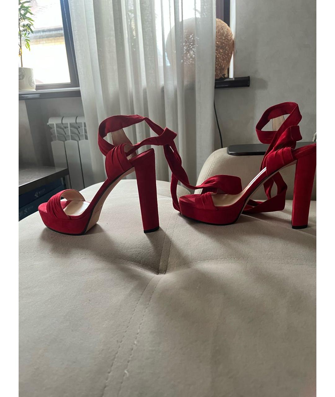 JIMMY CHOO Красные замшевые босоножки, фото 4