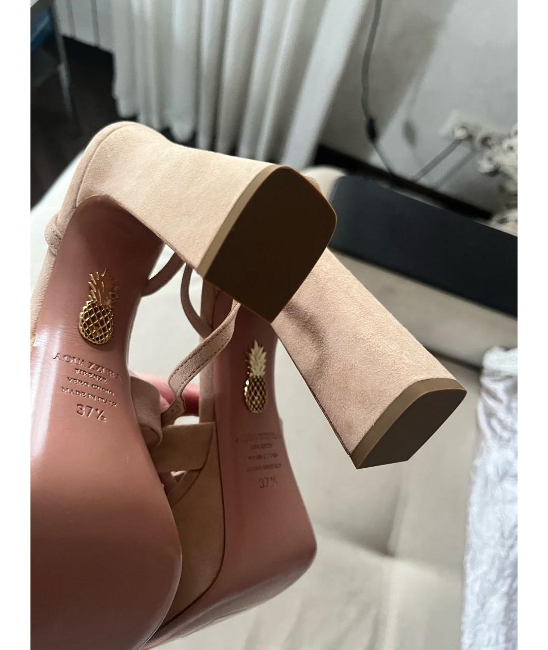 AQUAZZURA Бежевые замшевые босоножки, фото 3
