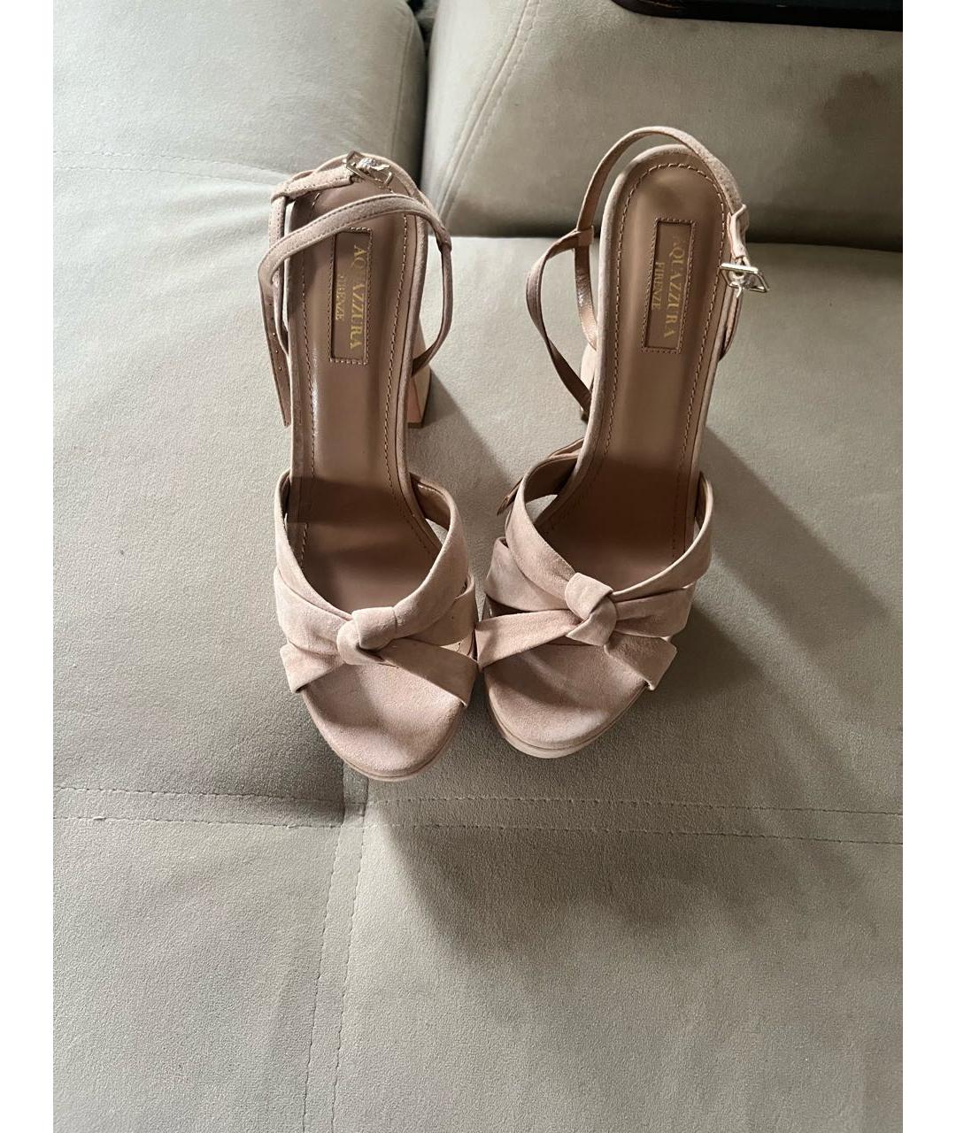 AQUAZZURA Бежевые замшевые босоножки, фото 2