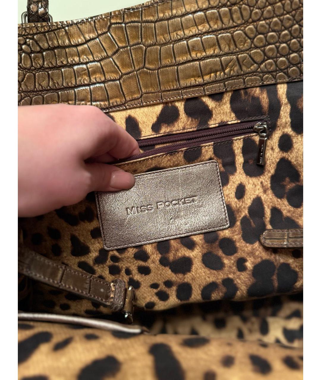DOLCE&GABBANA Коричневая кожаная сумка тоут, фото 5