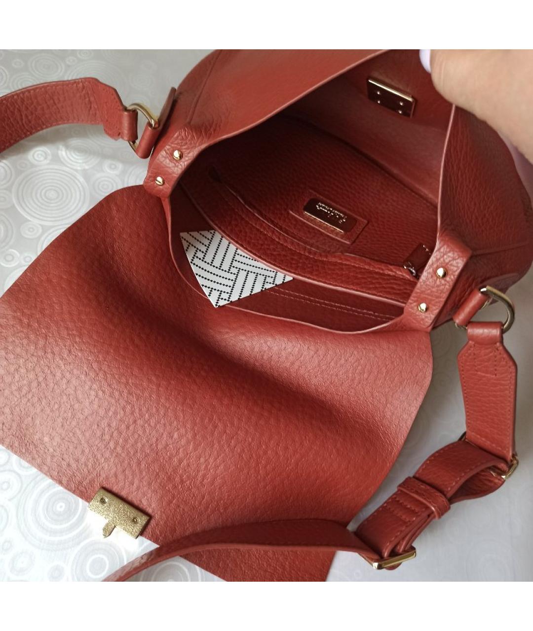 FURLA Коралловая кожаная сумка через плечо, фото 4