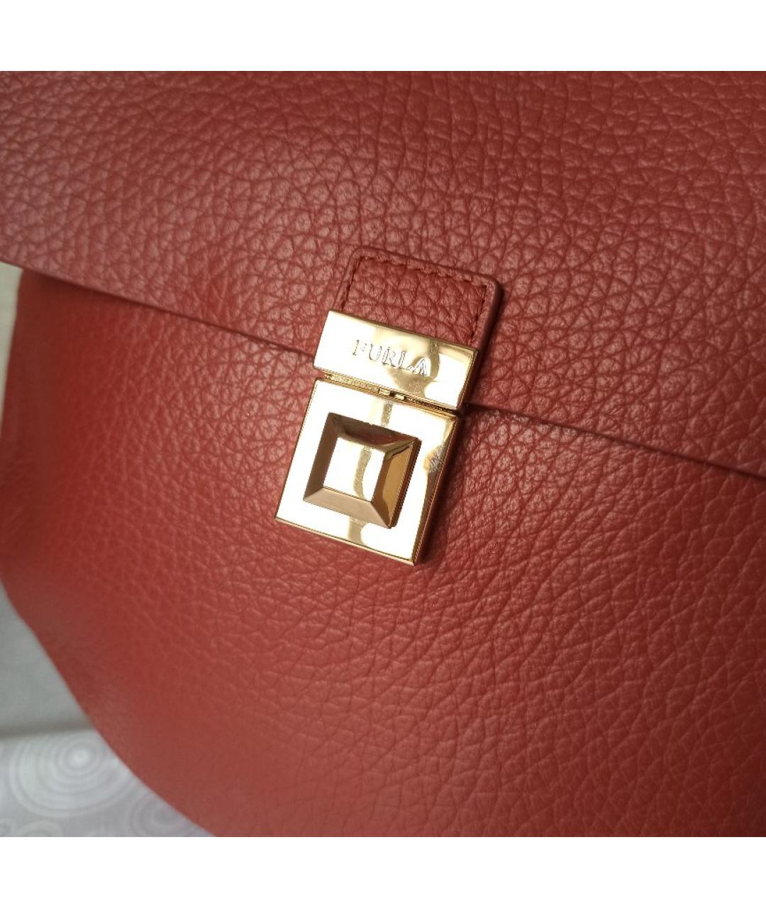 FURLA Коралловая кожаная сумка через плечо, фото 7