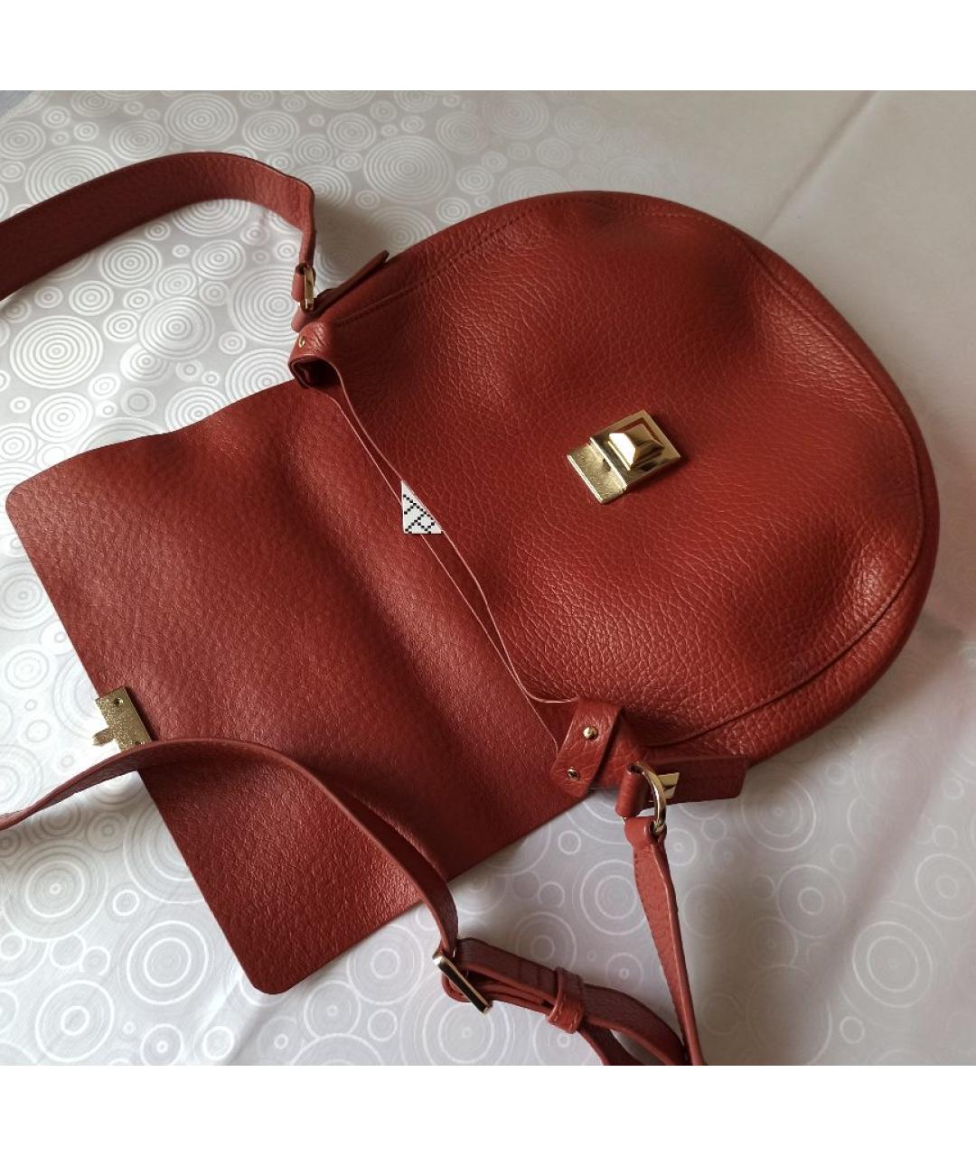 FURLA Коралловая кожаная сумка через плечо, фото 6