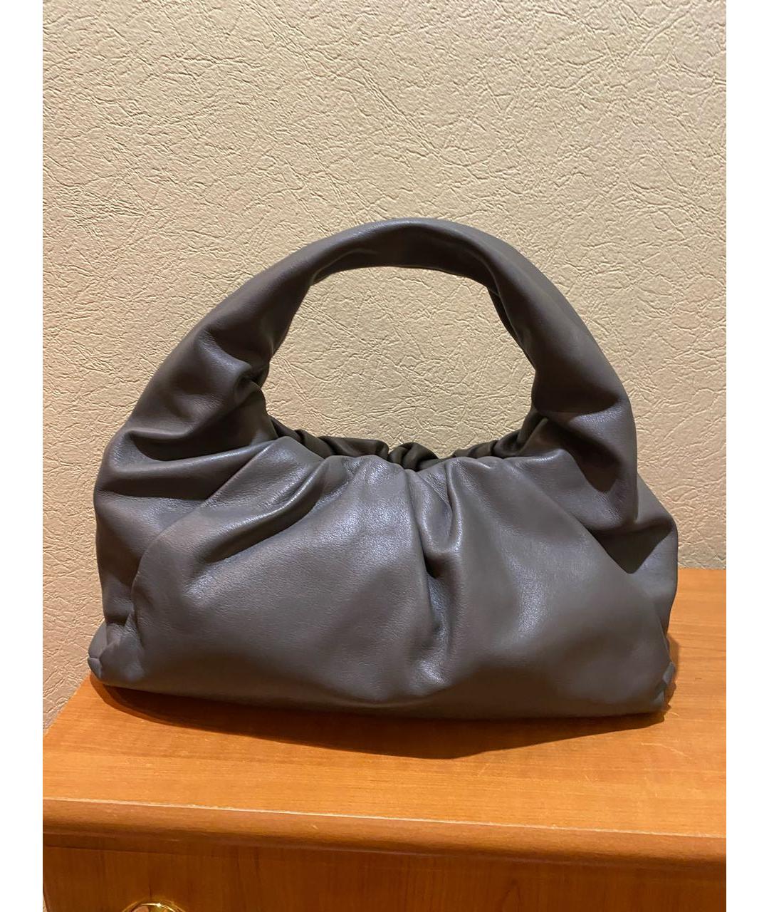 BOTTEGA VENETA Антрацитовая кожаная сумка с короткими ручками, фото 5