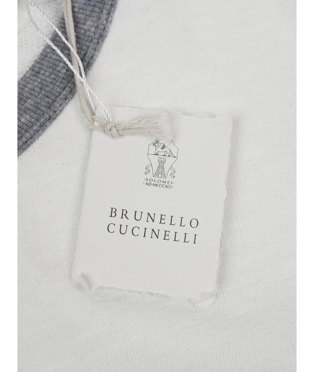 BRUNELLO CUCINELLI Белая хлопковая футболка, фото 3