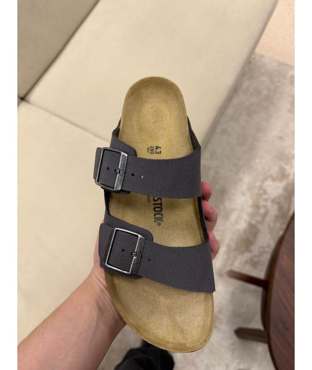 BIRKENSTOCK Антрацитовые кожаные сандалии, фото 3