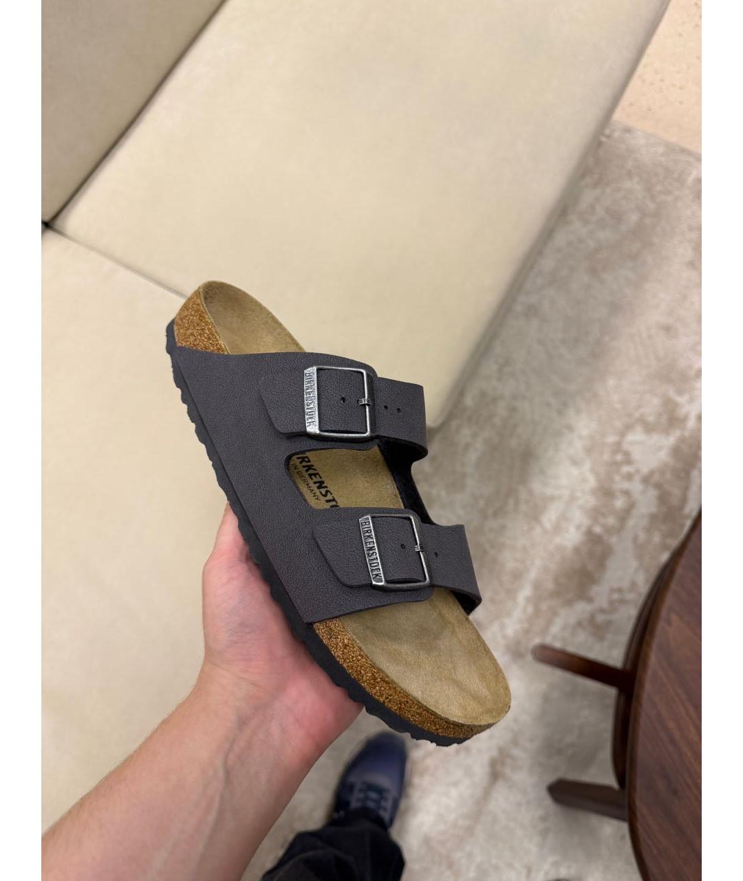 BIRKENSTOCK Антрацитовые кожаные сандалии, фото 2
