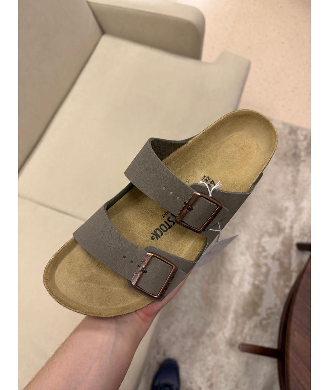 BIRKENSTOCK Серые кожаные сандалии, фото 3