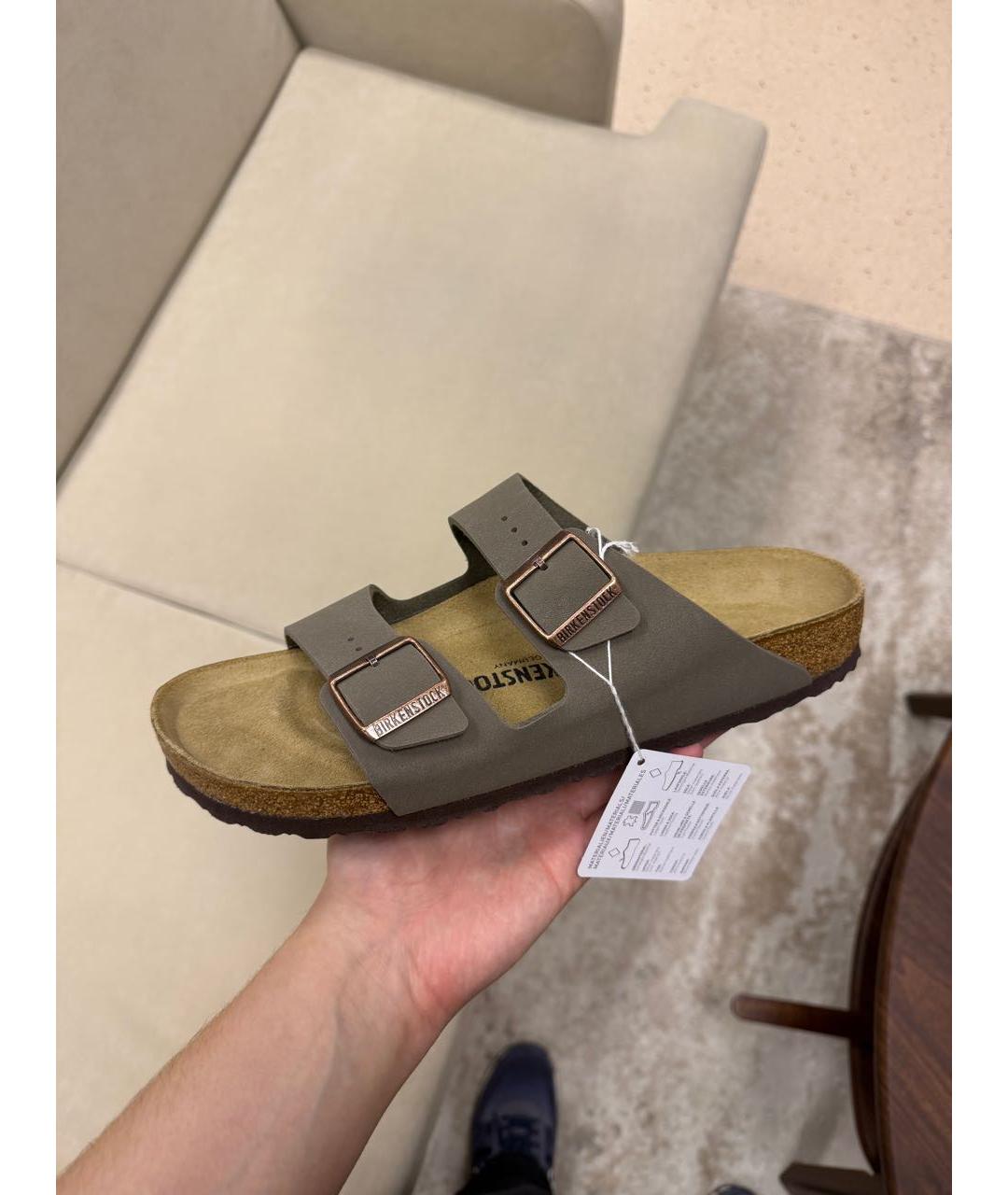 BIRKENSTOCK Серые кожаные сандалии, фото 2
