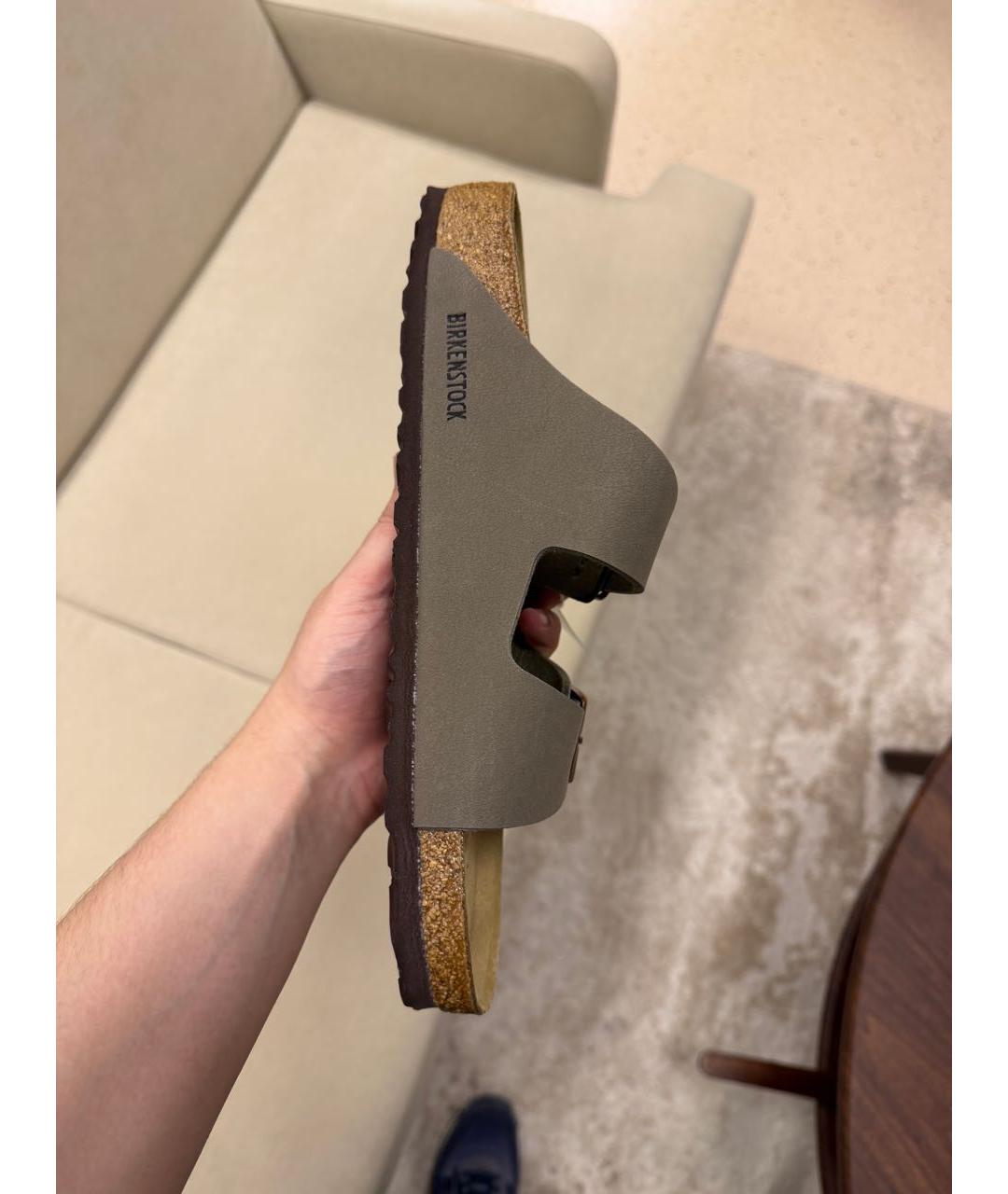 BIRKENSTOCK Серые кожаные сандалии, фото 4