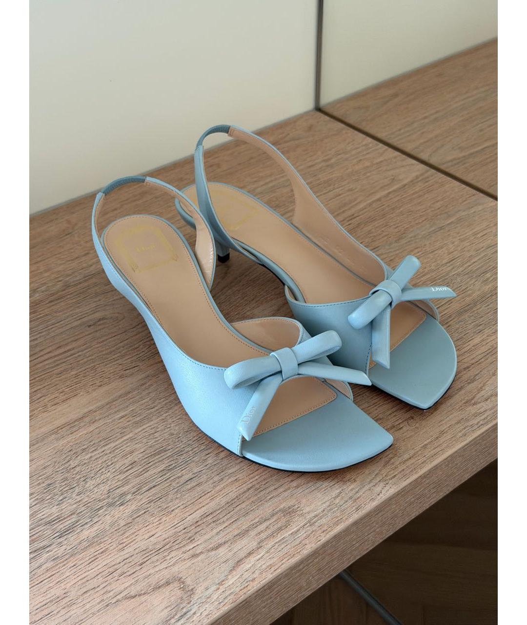 CHRISTIAN DIOR Голубые кожаные босоножки, фото 2