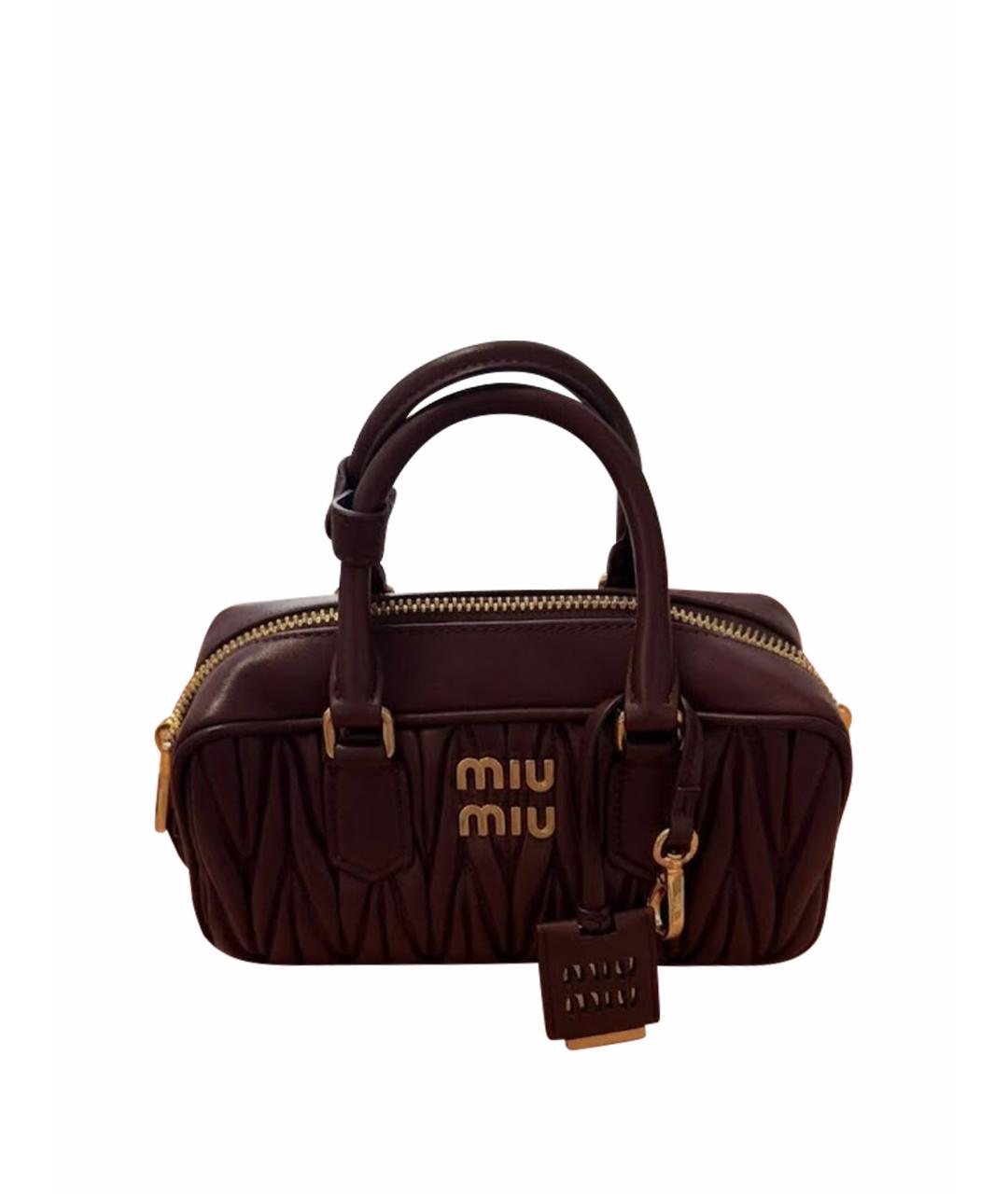 MIU MIU Бордовая кожаная сумка с короткими ручками, фото 1