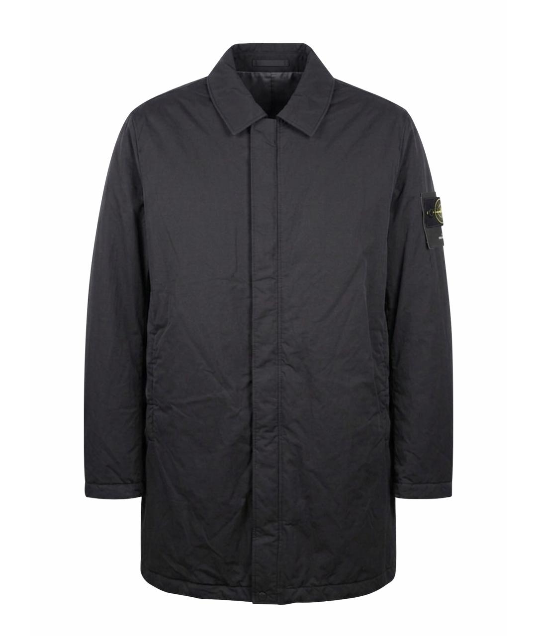 STONE ISLAND Антрацитовое полиамидовое пальто, фото 1