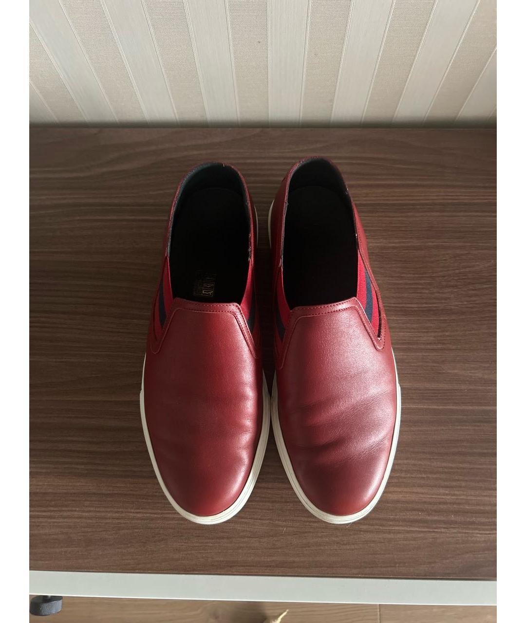 GUCCI Бордовые кожаные лоферы, фото 3
