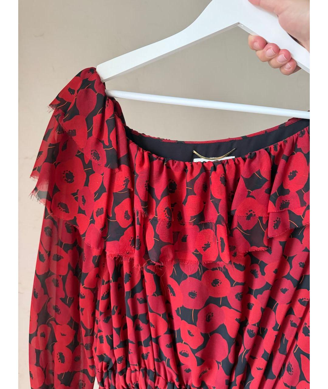 SAINT LAURENT Красное шелковое повседневное платье, фото 5