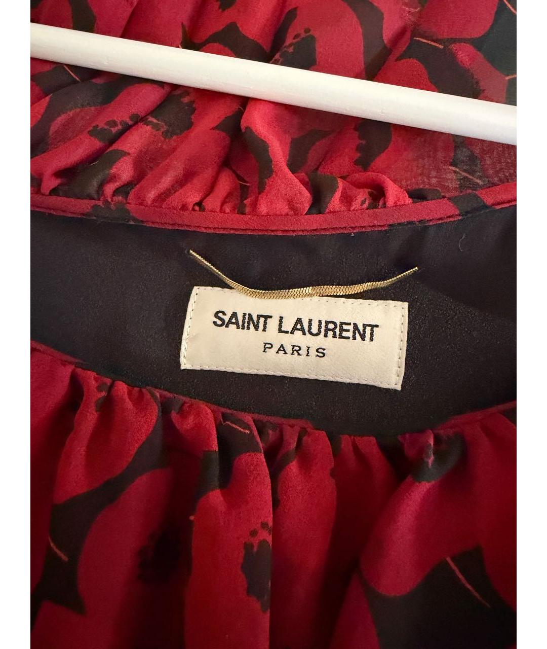 SAINT LAURENT Красное шелковое повседневное платье, фото 3