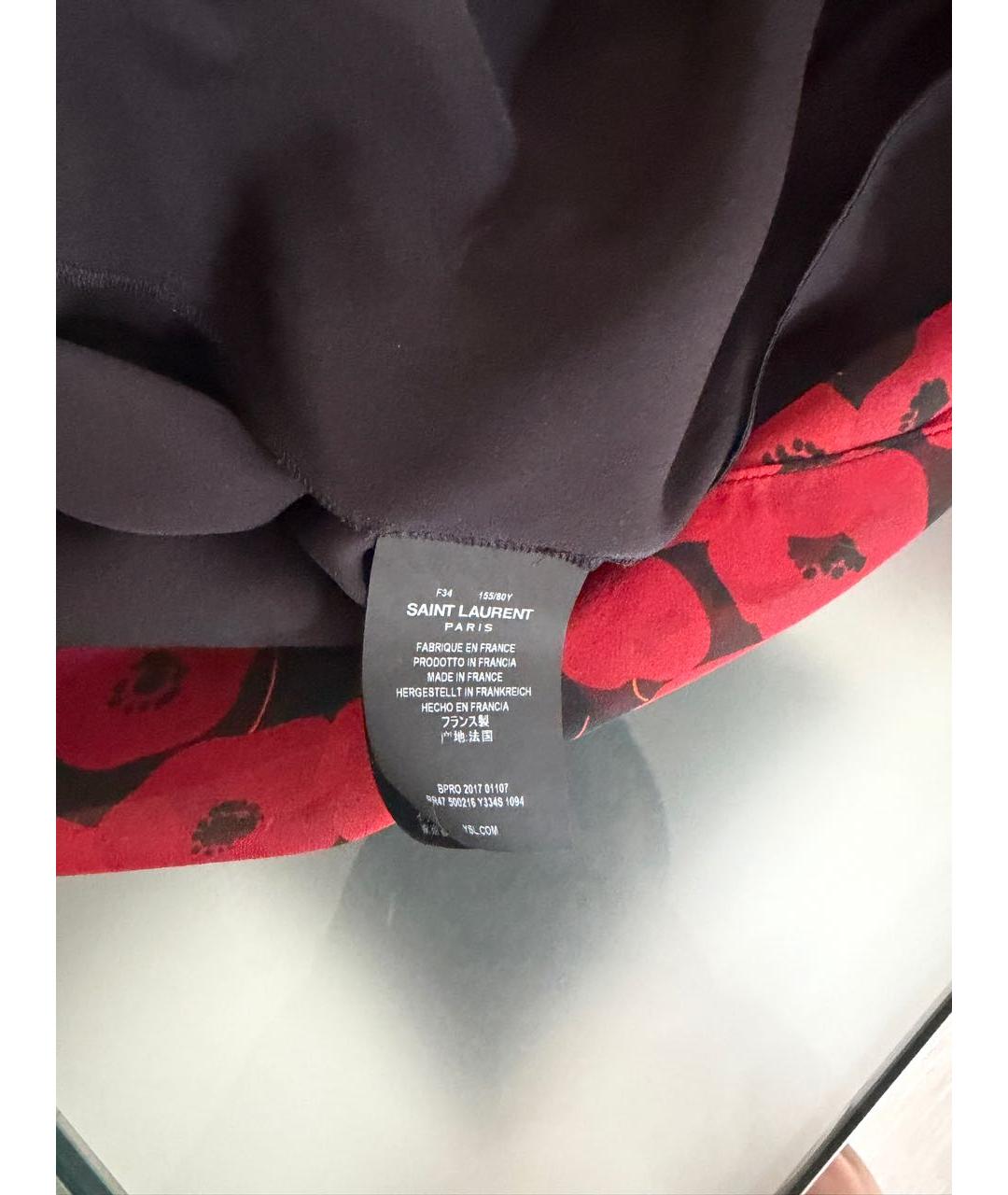 SAINT LAURENT Красное шелковое повседневное платье, фото 4