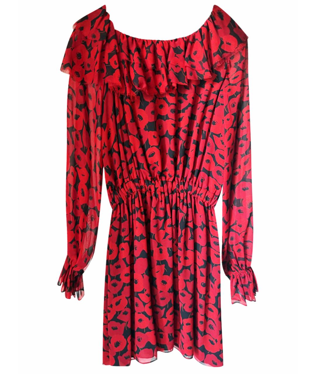 SAINT LAURENT Красное шелковое повседневное платье, фото 1