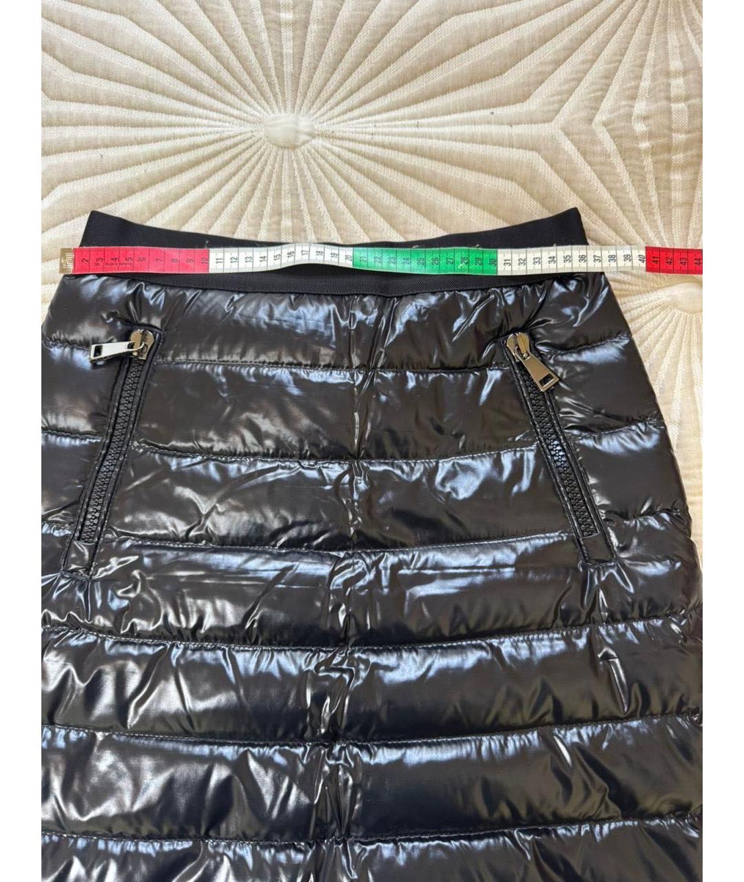 MONCLER Темно-синяя полиуретановая юбка мини, фото 3