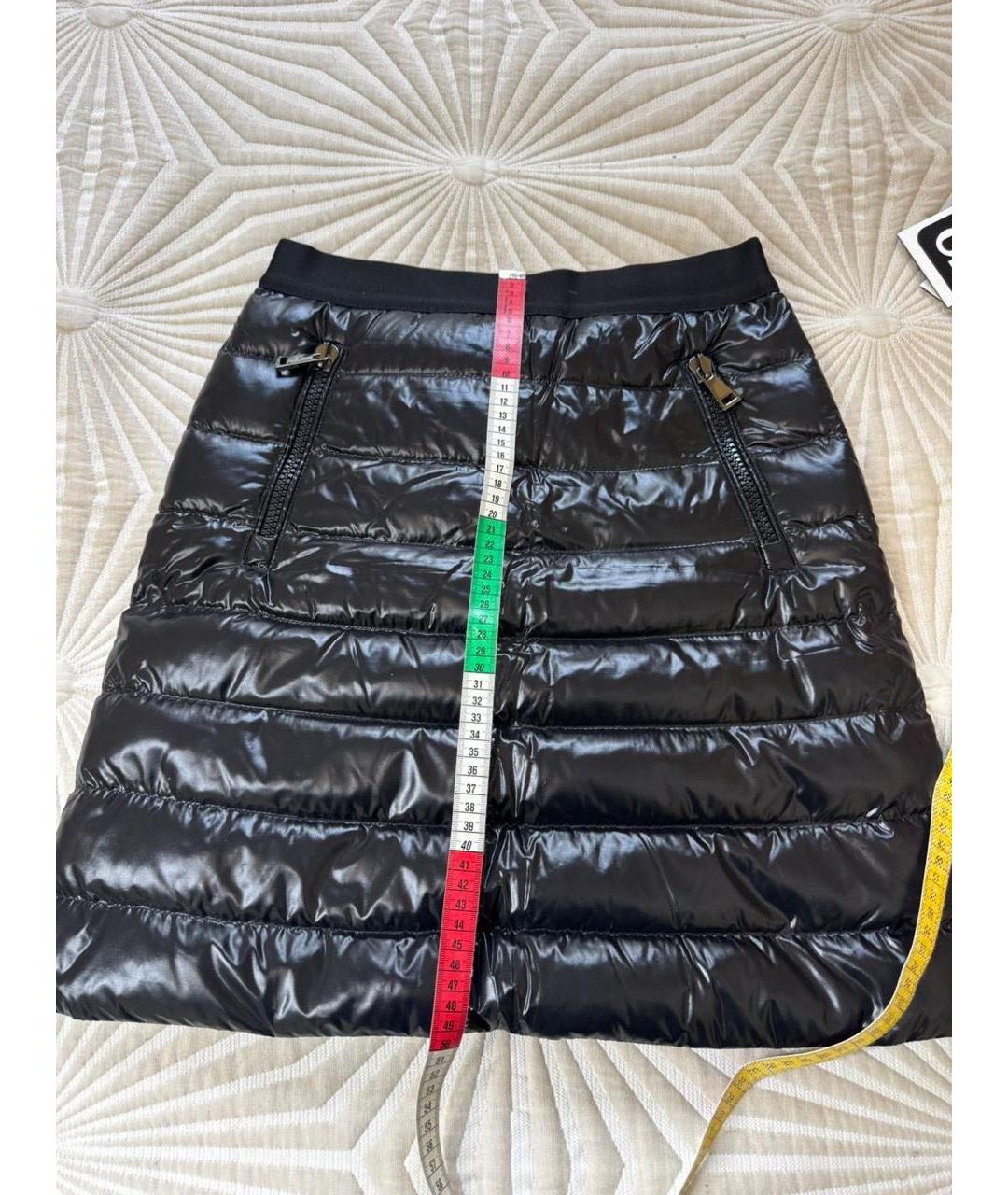 MONCLER Темно-синяя полиуретановая юбка мини, фото 4
