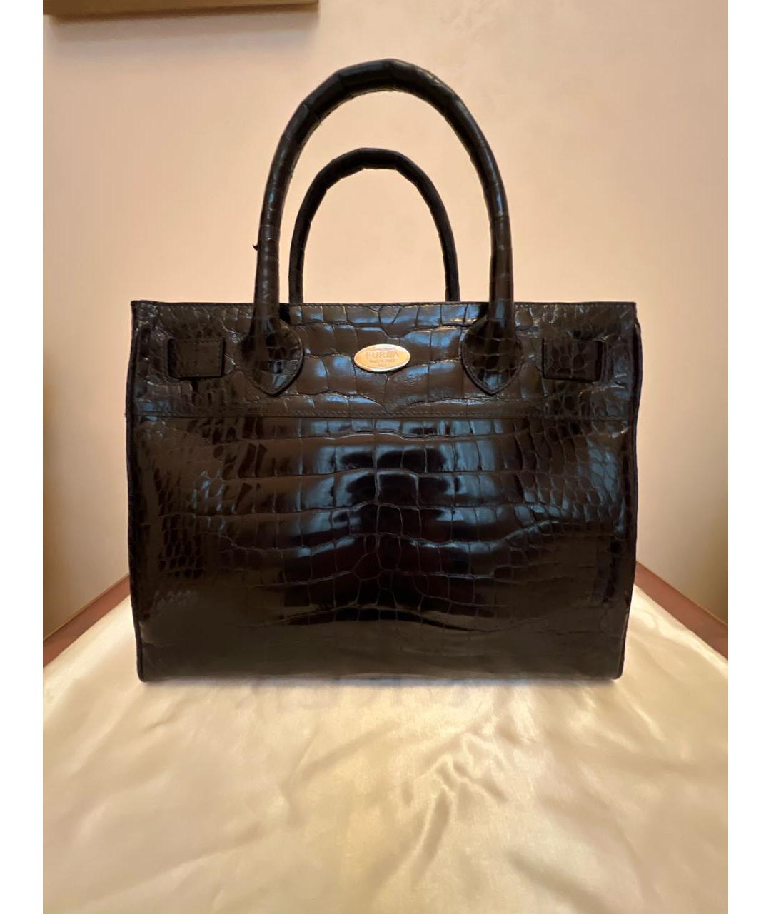 FURLA Черная сумка с короткими ручками из лакированной кожи, фото 3