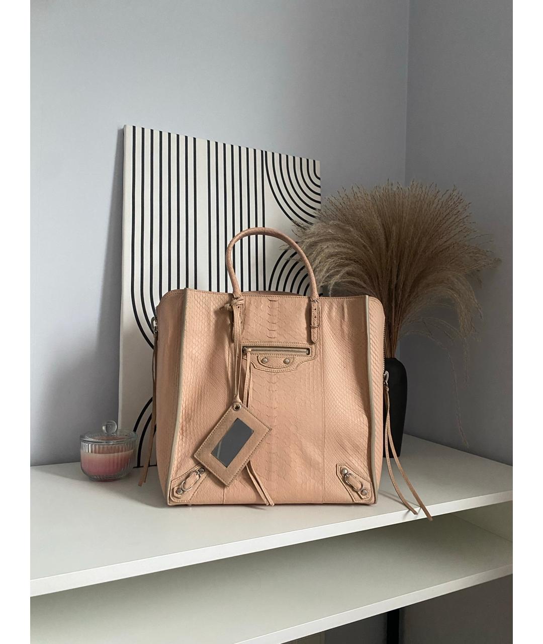 BALENCIAGA Розовая кожаная сумка с короткими ручками, фото 7