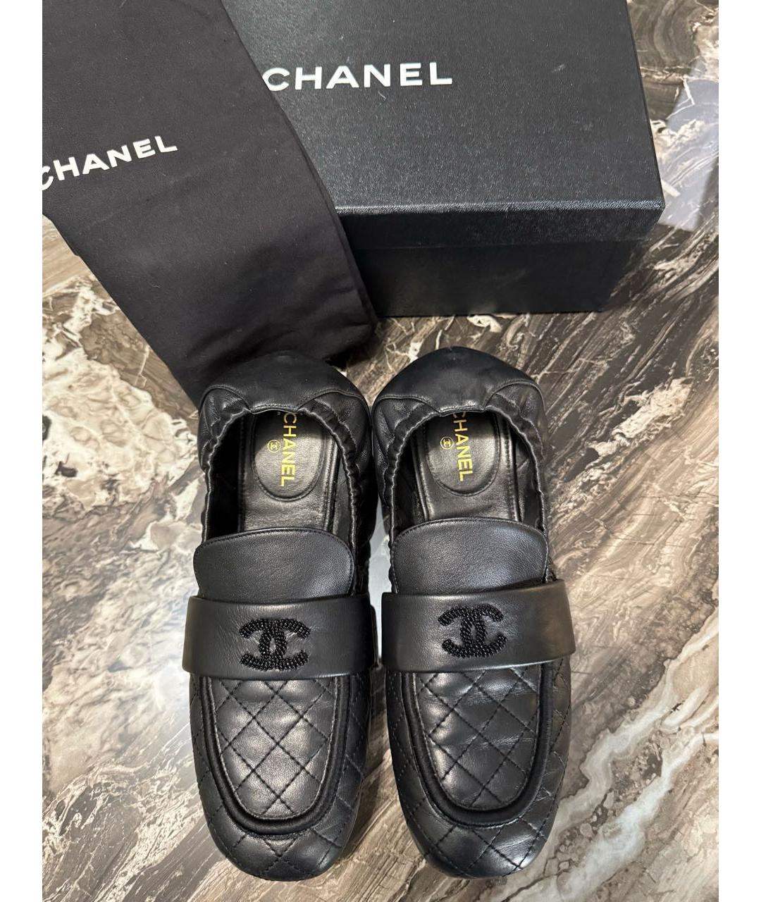 CHANEL Черные кожаные лоферы, фото 3