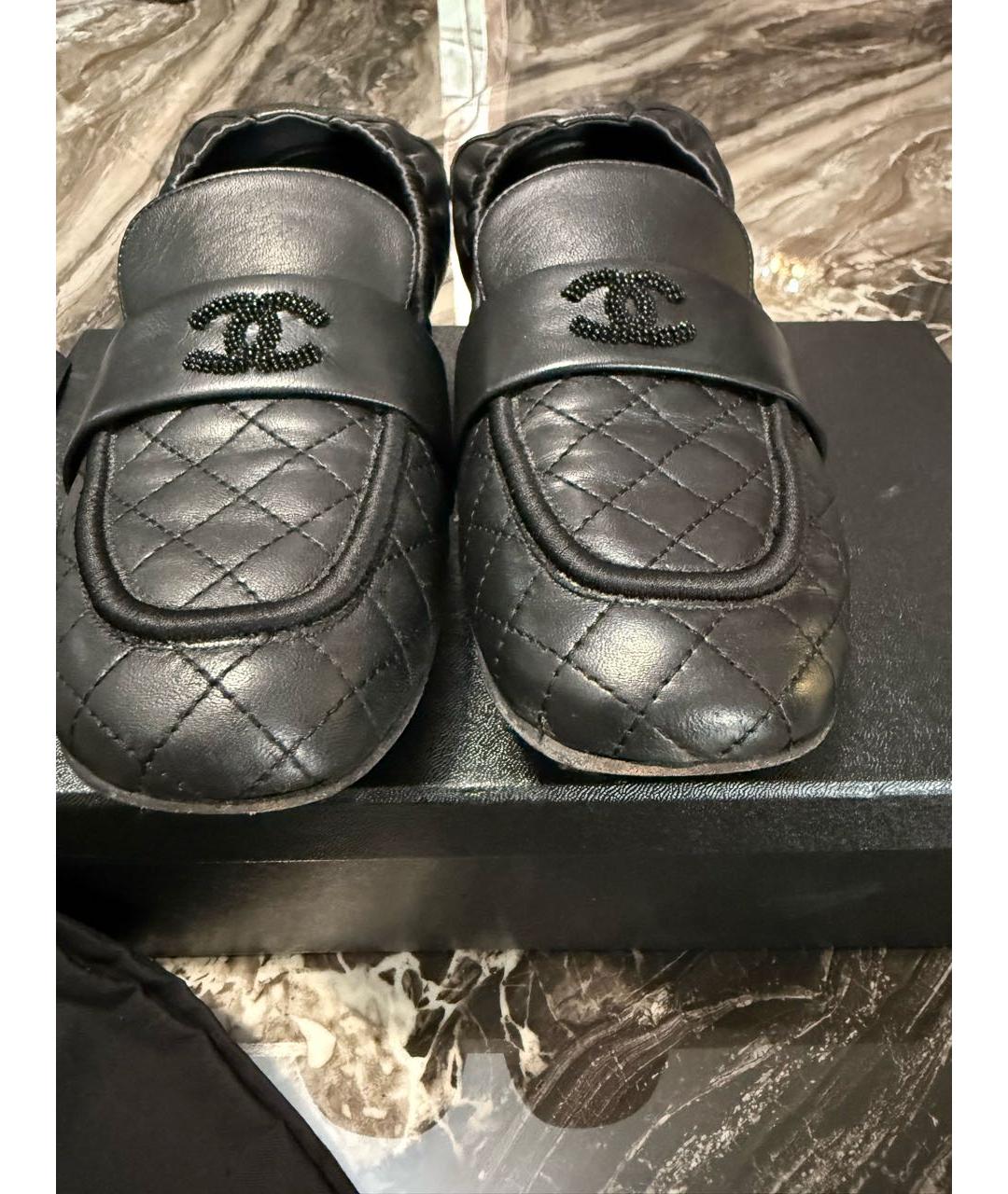 CHANEL Черные кожаные лоферы, фото 5