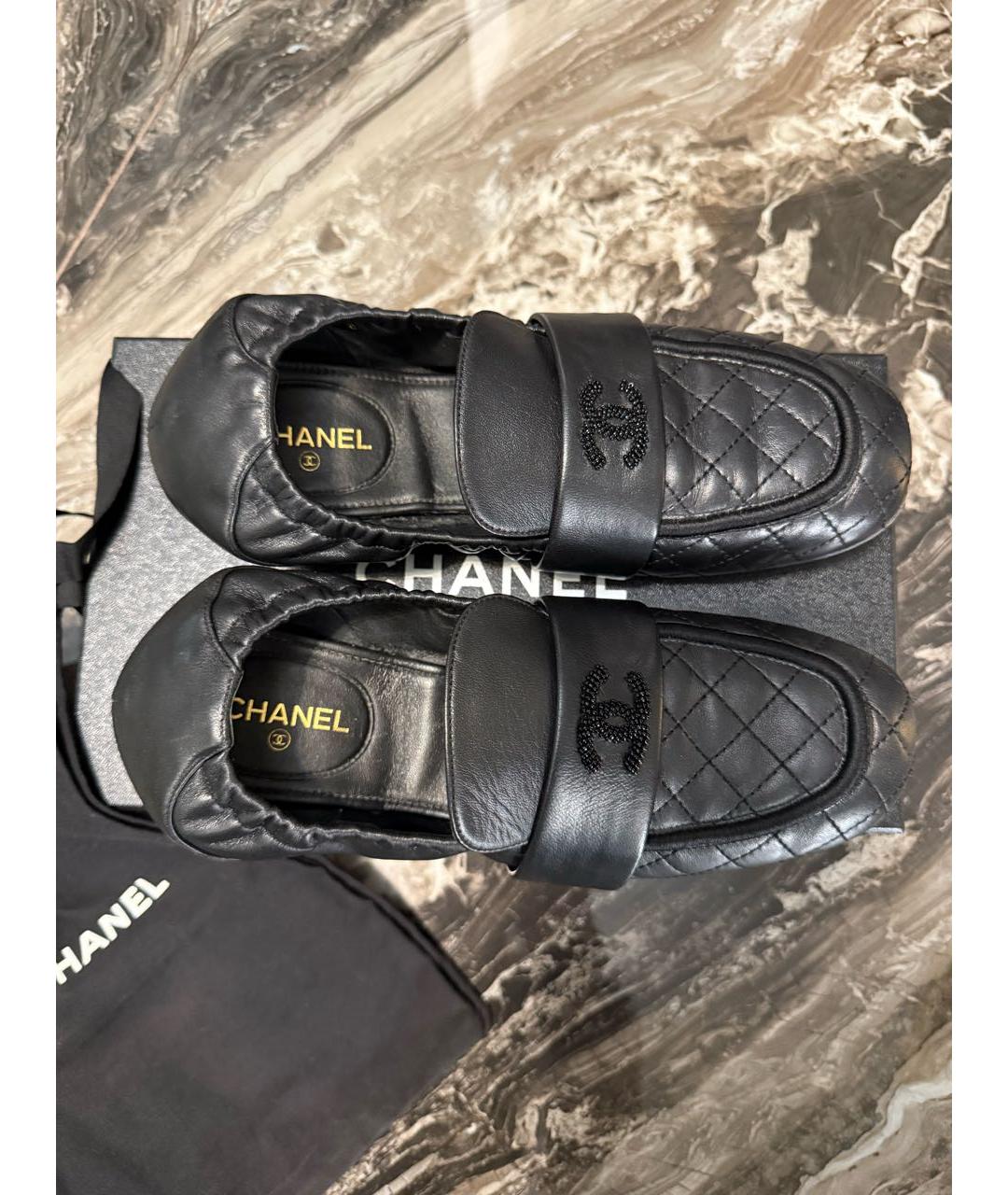 CHANEL Черные кожаные лоферы, фото 4