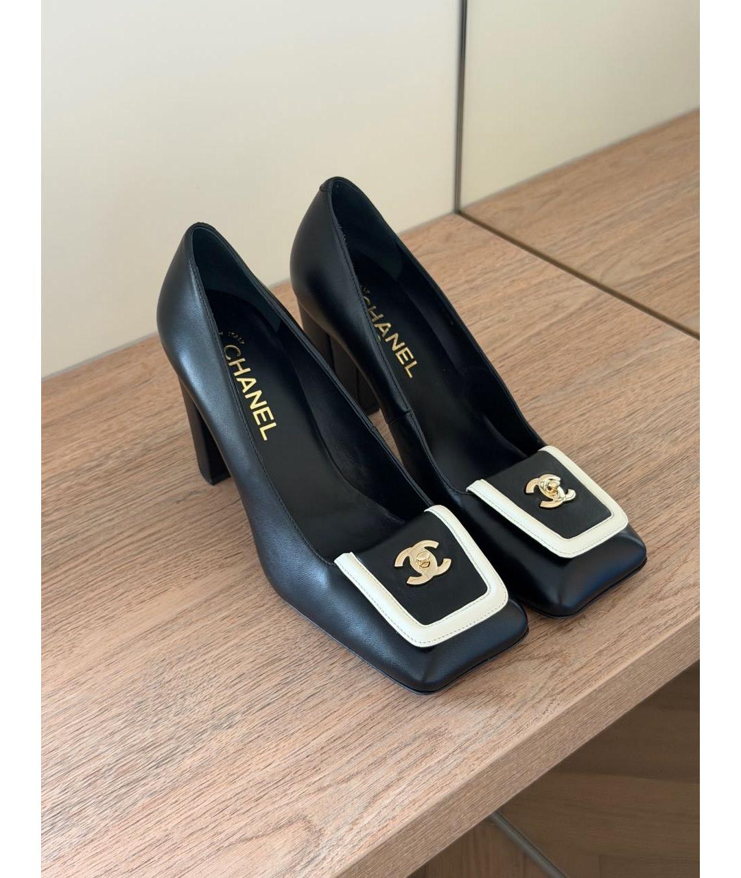 CHANEL Черные кожаные туфли, фото 2