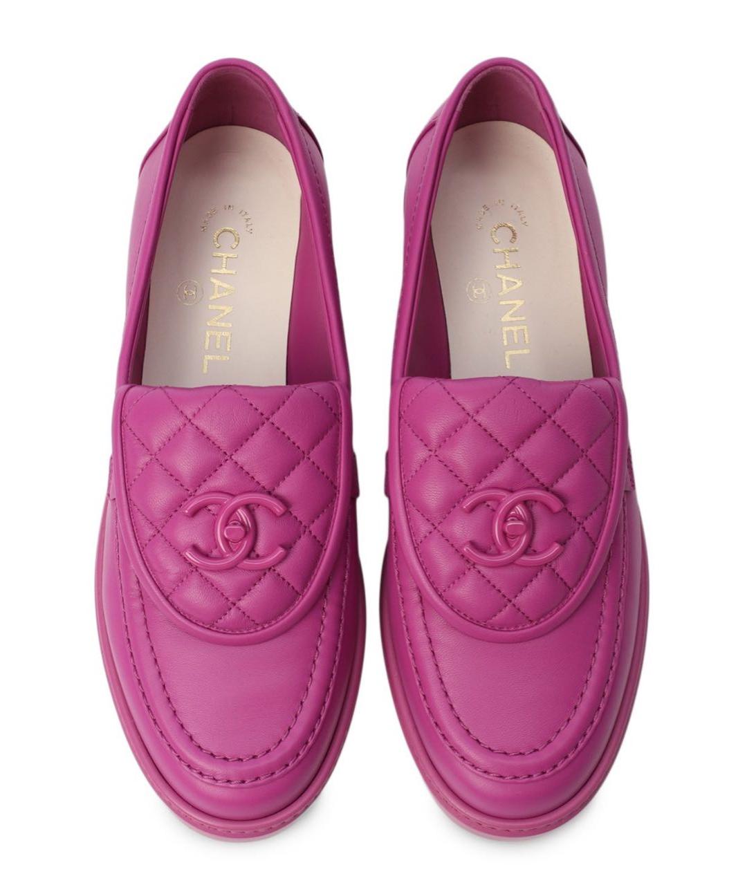 CHANEL Фуксия кожаные лоферы, фото 3