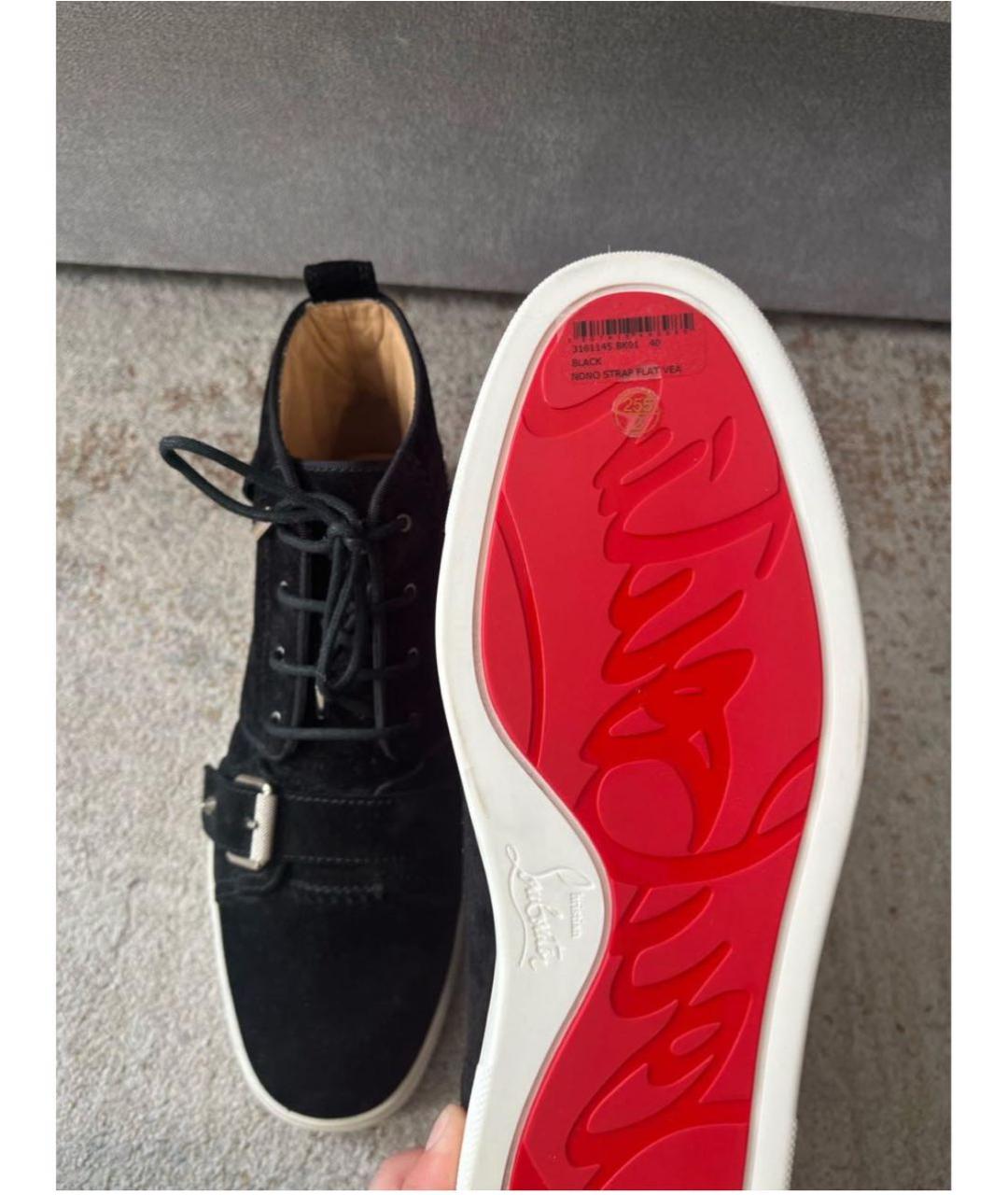 CHRISTIAN LOUBOUTIN Черные замшевые высокие кроссовки / кеды, фото 4