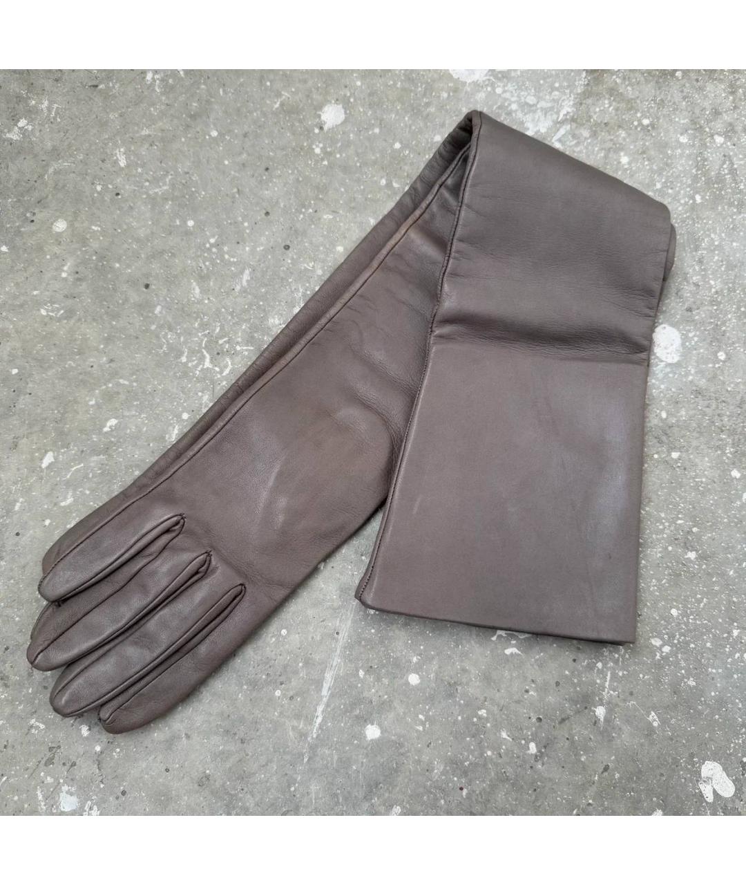 MAX MARA Серые кожаные перчатки, фото 6