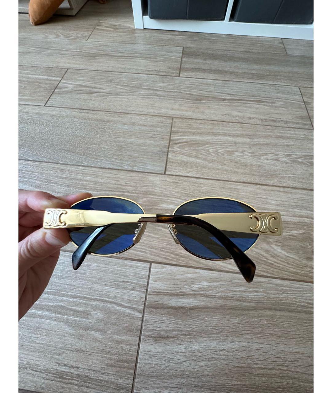 CELINE Золотые металлические солнцезащитные очки, фото 6