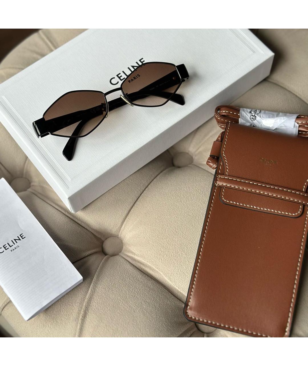 CELINE Черные металлические солнцезащитные очки, фото 4