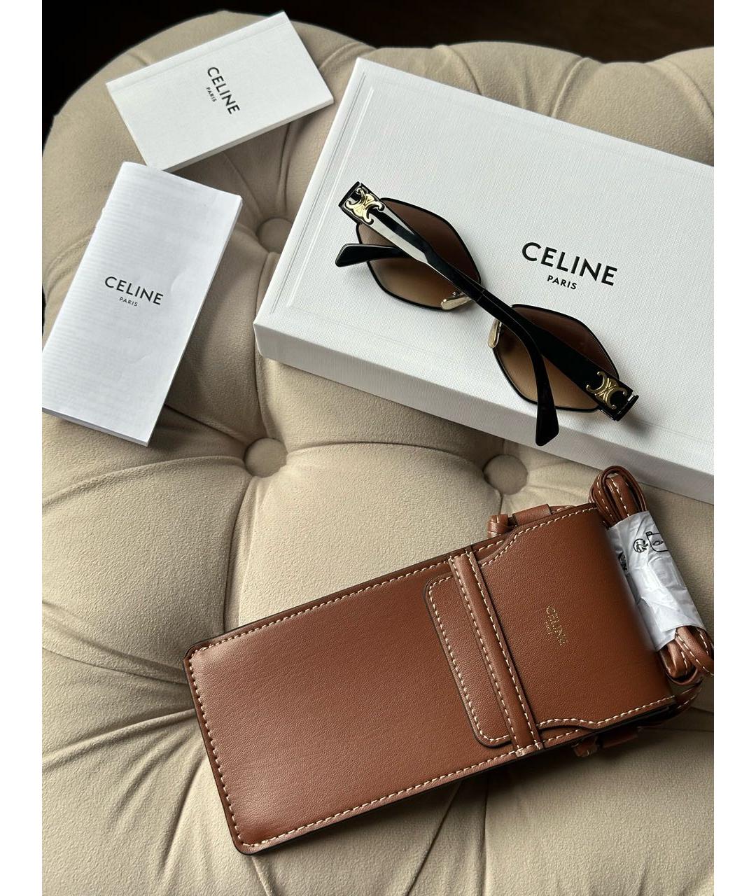 CELINE Черные металлические солнцезащитные очки, фото 3