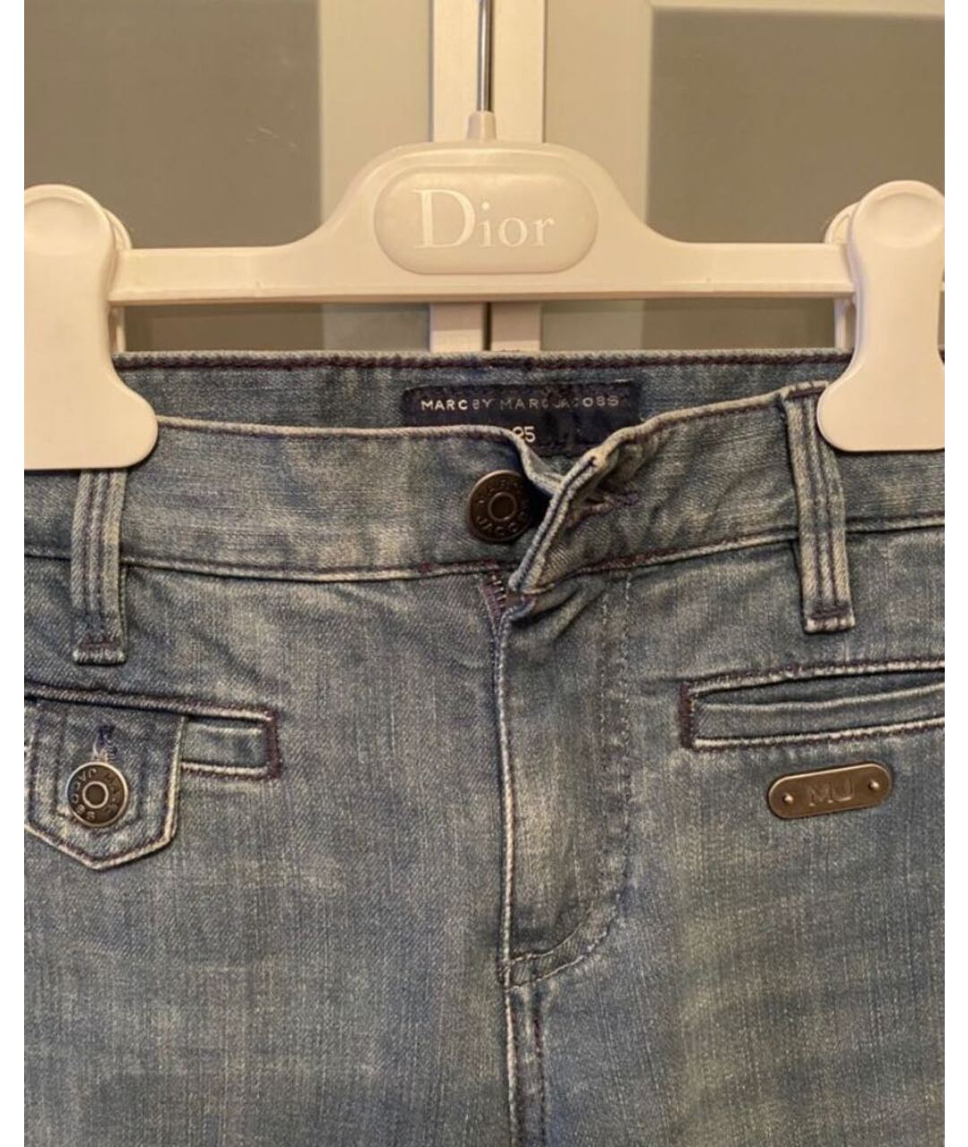 MARC JACOBS Синие хлопко-эластановые джинсы клеш, фото 4