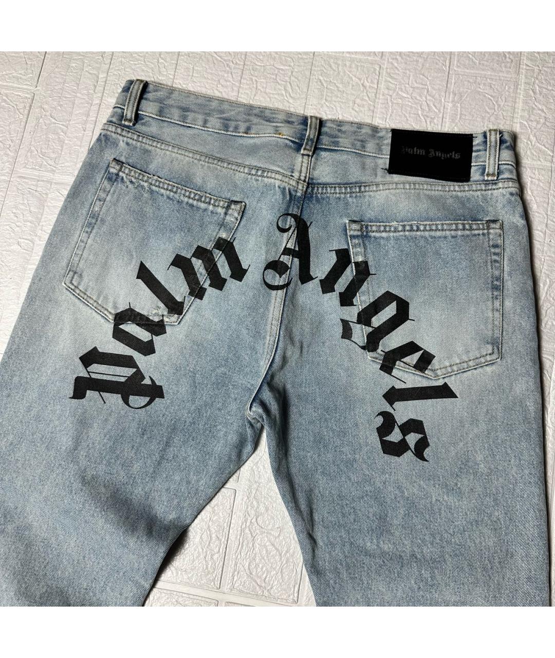 PALM ANGELS Голубые хлопковые прямые джинсы, фото 3