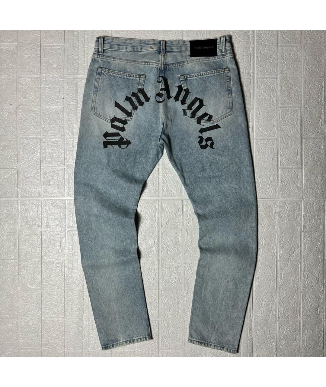 PALM ANGELS Голубые хлопковые прямые джинсы, фото 2