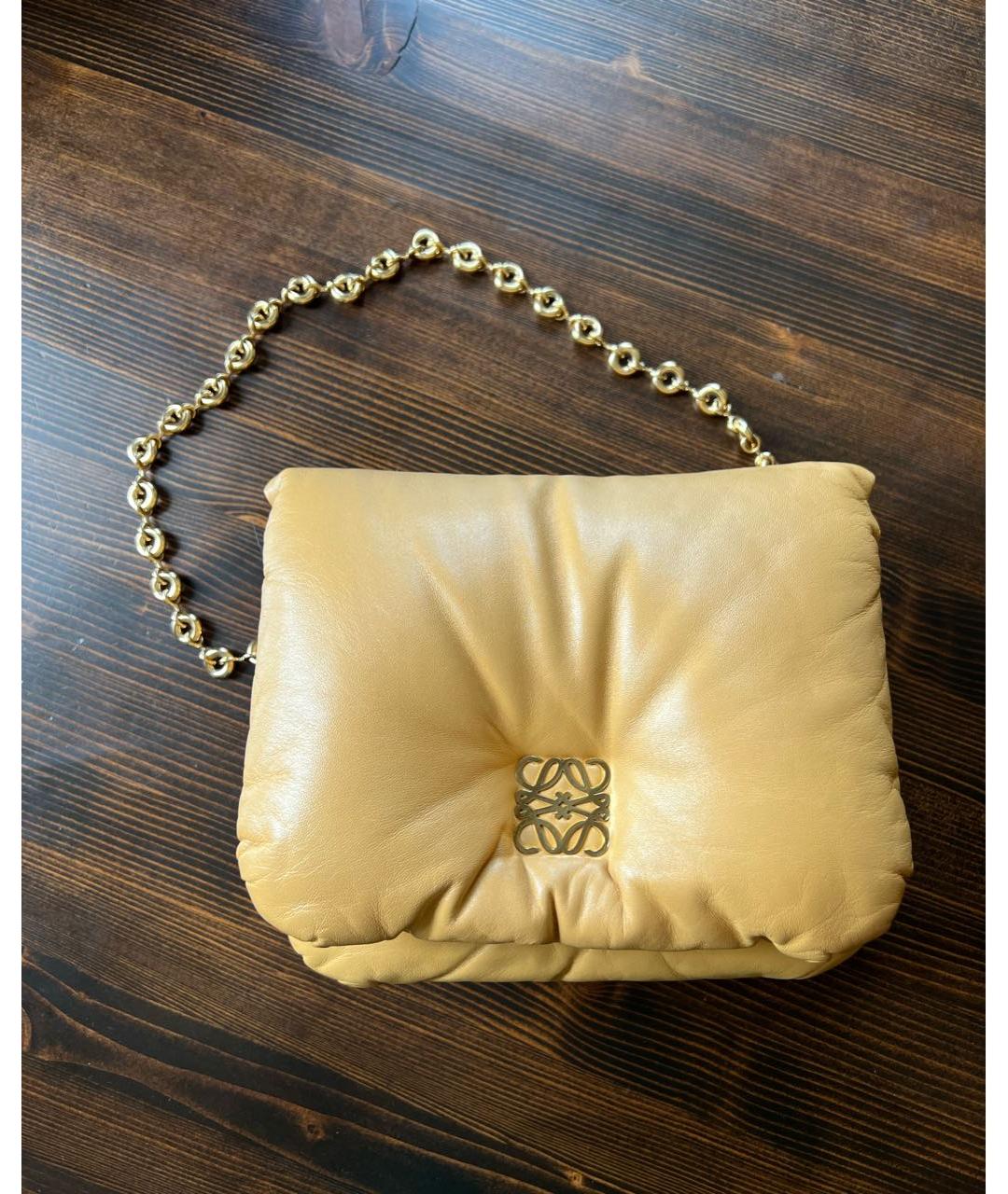 LOEWE Горчичная кожаная сумка через плечо, фото 3